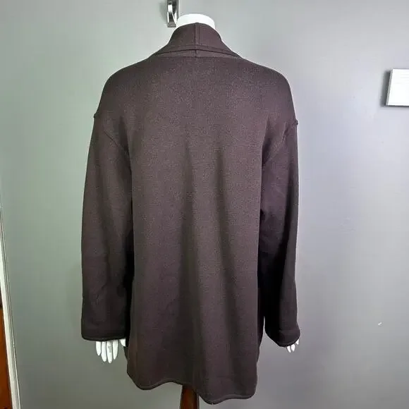 Escada sweater Medium minimalist cardigan brown Shawl‎ Scascata quiet luxury